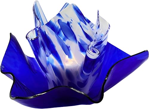 Jarrón Viena transparente y azul blanco con catedral azul cobalto, juego de platos enrollados en bruto con jarrón gratis, vela de primavera y lluvia