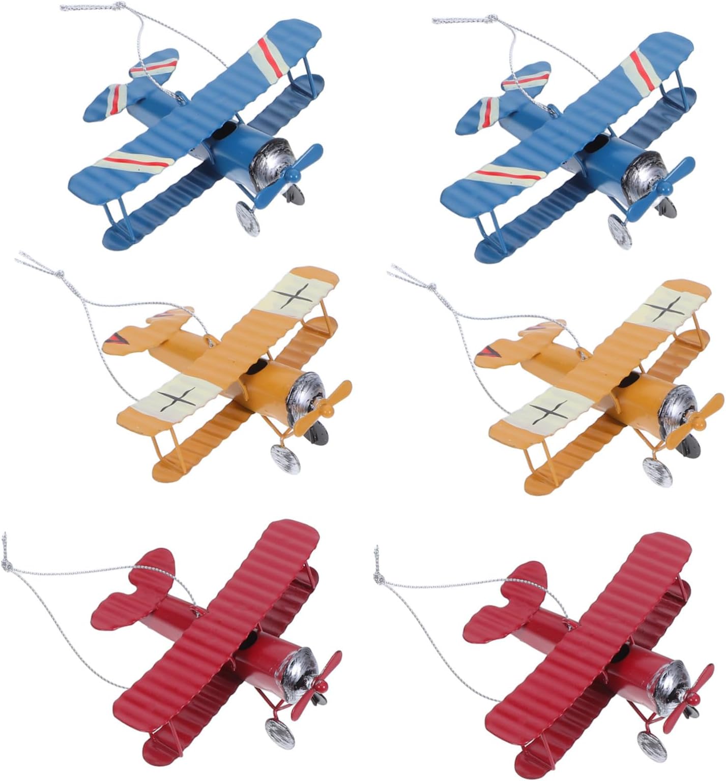OFFSCH 6個ダイキャスト製属飛行機モデル ヴィンテージ複葉機 レトロ航空機デスクトップ装飾 家用インテリアオブジェ おもちゃ 男の子女の子向け 飛行機コレクション