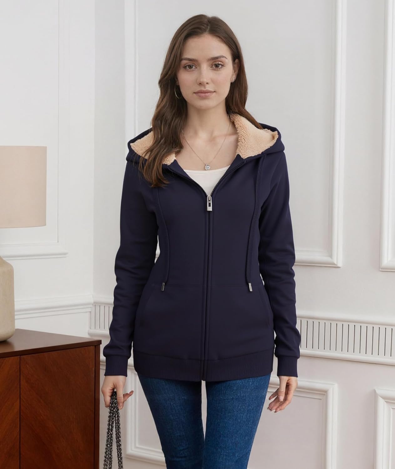 Little Beauty Womens Zip Up Hoodies Winter Thick Fleece Lined Hooded Jacket Casual Cozy Warm Sweatshirt Coat - Image 7