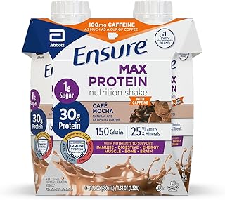 Max Protein Shake | Cafe Mocha | Ready to Drink | 30g Protein for Muscle Health | 1g Sugar, 4g Fiber | 11 fl oz, 4 Pack