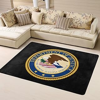 Seal of The United States Department of Justice Area Rug 63x48in Rugs for Living Room Indoor Floor Non-Slip Rug Washable Large Rug Indoor Decorative Carpet Yoga Floor Mat