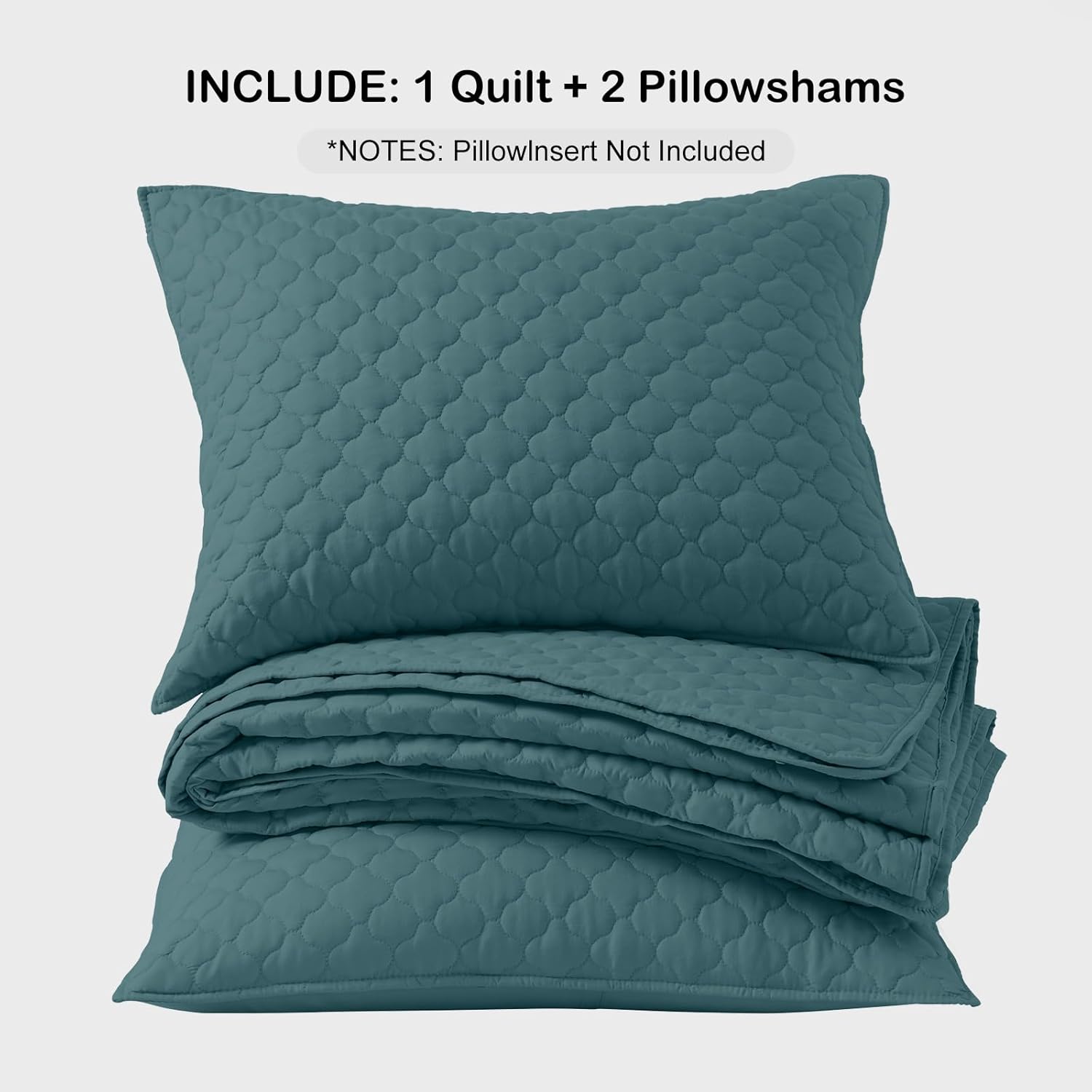 HORIMOTE HOME Quilt King Size Teal Blue, Lightweight Quilt for Summer, Ultra-Soft Microfiber Modern Style Quilted Clouds Pattern Bedspread Quit Set 3 Pieces(1 Quilt and 2 Pillow Shams) - Image 7