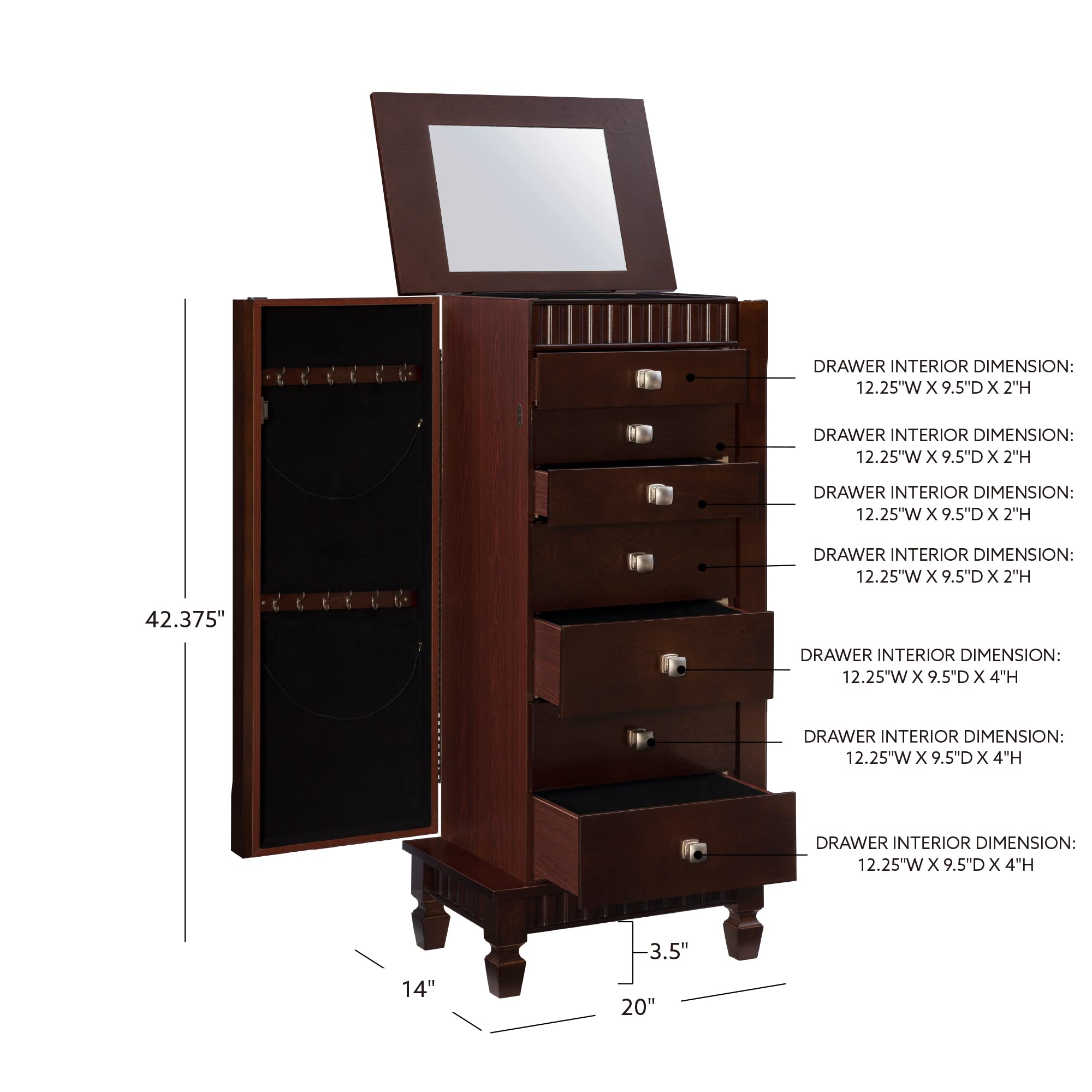 Contemporary Jewelry Armoire Powell Powell Contemporary Cherry Finish