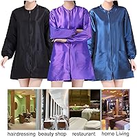 Vista 4 de TOPTIE Bata de satén de manga larga para peluquero unisex para estilista de peluquería para mascotas, ropa de trabajo
