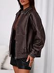 PRETTYGARDEN Veste en cuir faux femmes Bomber moto Zip Up Vestes surdimensionnées Automne Mode Outfits 2026 Coats d'hiver