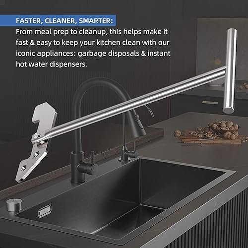 Miniatura 3 de woiron Llave de desatascamiento para triturador de basura, herramienta de eliminación de basura plateada, llave de eliminación de basura para