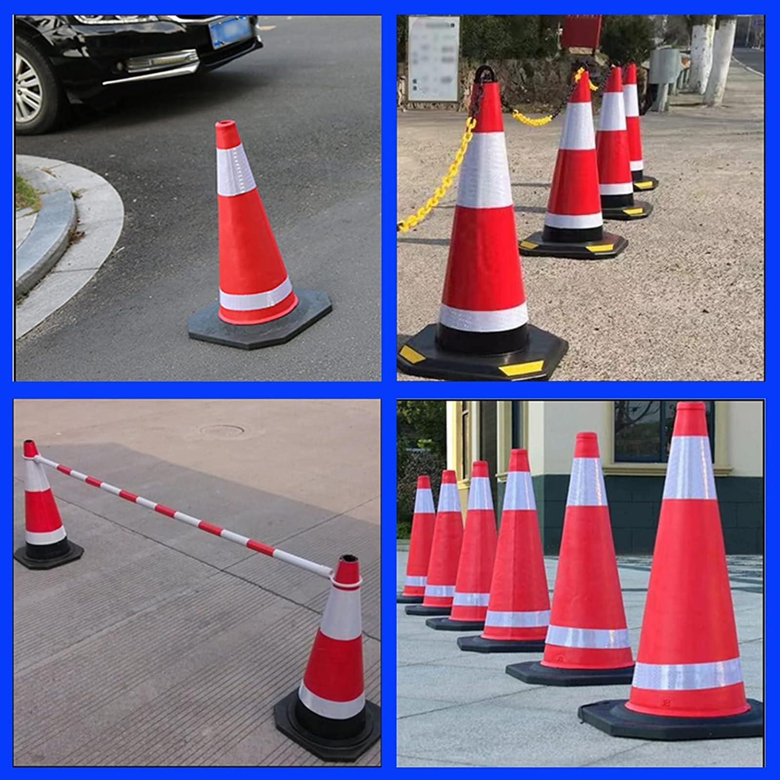 Cônes de sécurité en Caoutchouc avec réfléchissant et poignée, cônes de sécurité routière Robustes de 30 Pouces, cônes de Danger for Le contrôle de la Circulation (Color : A, Size : 2PCS)