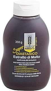 Malto Attivo, Super Diastasico 350g, Extrait de Malt Diastasique pour Pain, Pizza et Focaccia, Malt d'Orge et Mais, Améliore la Levée et la Dorure,12.000 Unitées Pollak, Fabriqué en Italie