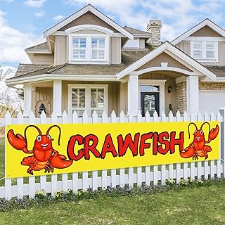 Crawfish Banner Lobster Hanging Sign Seafood Boil Party Decor Crawfish Boil Party Decorations for Home Birthday