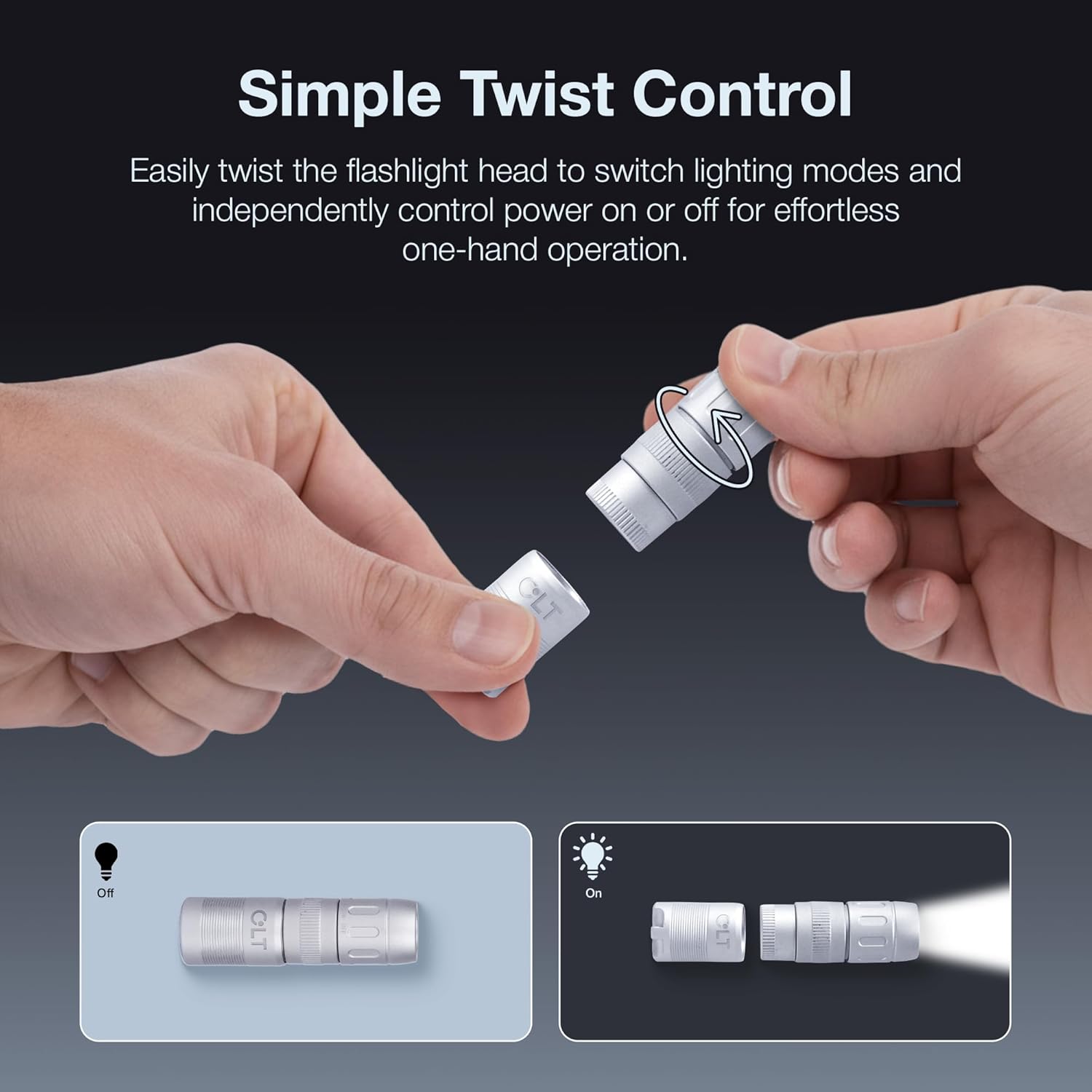 CLT Mini EDC Rechargeable Flashlight Magnetic Keychain, Snap on/off, 105 Lumen, Portable and Compact LED Keychain Flashlights - Durable Built-in Battery Ideal for Everyday Carry (Silver)