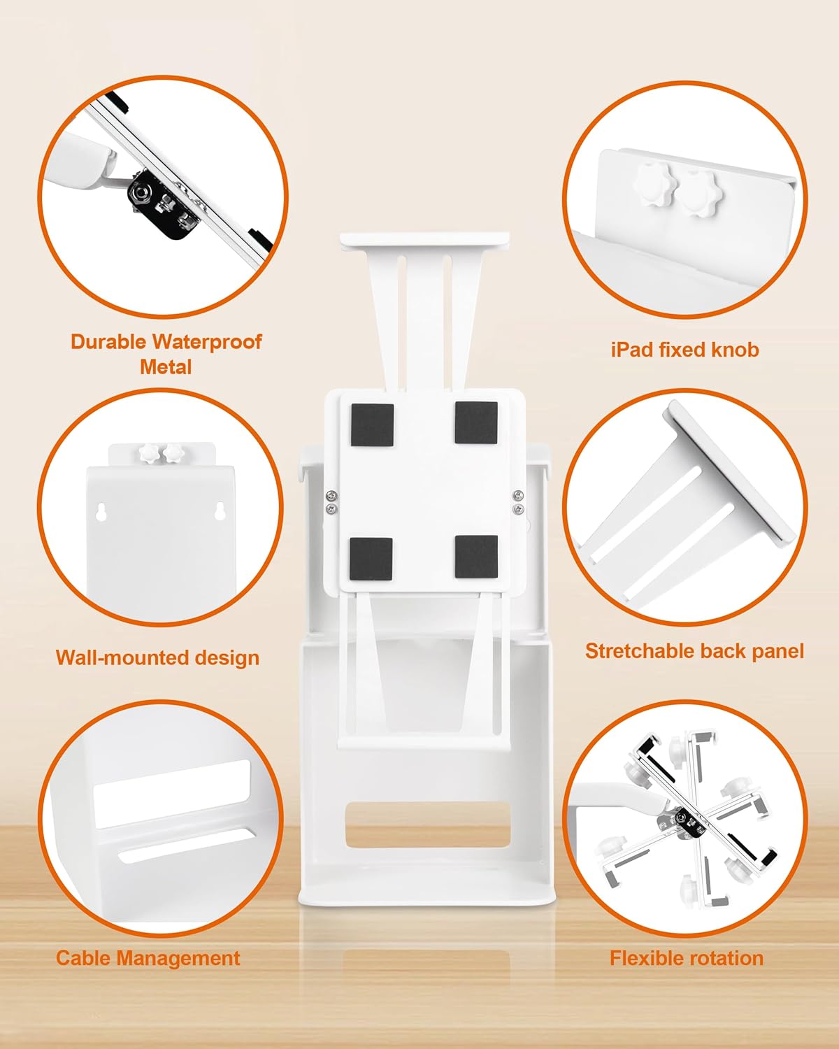 Zywell Tablet Kiosk TS32 White Stand with Thermal Printer Shelf for POS, Retail & Business All Metal no installation Tilting Secure Checkout Stand Suitable For 9.7-13 inch iPad And Tablet(Max.h 295mm)