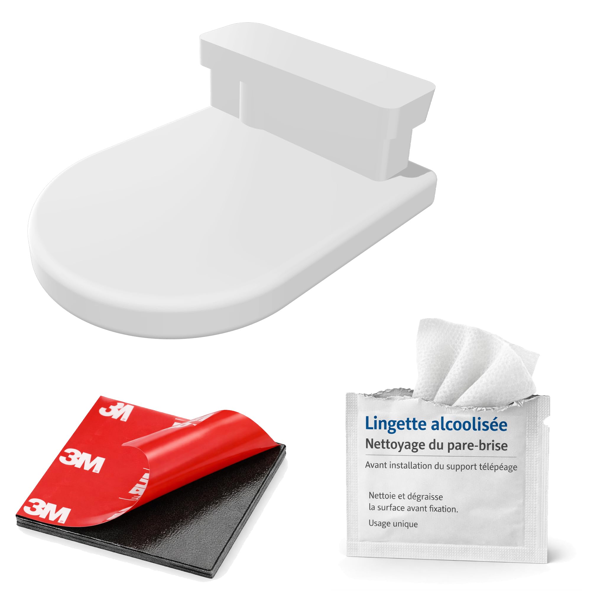 Support DE Badge TÉLÉPÉAGE BIP Pare-Brise Universelle AUTOROUTE Auto Moto | Remplacement Compatible avec Kapsch TS3203 | 1 Film ADHÉSIF & 1 LINGETTE NETTOYANTE Offerte (1 Support)