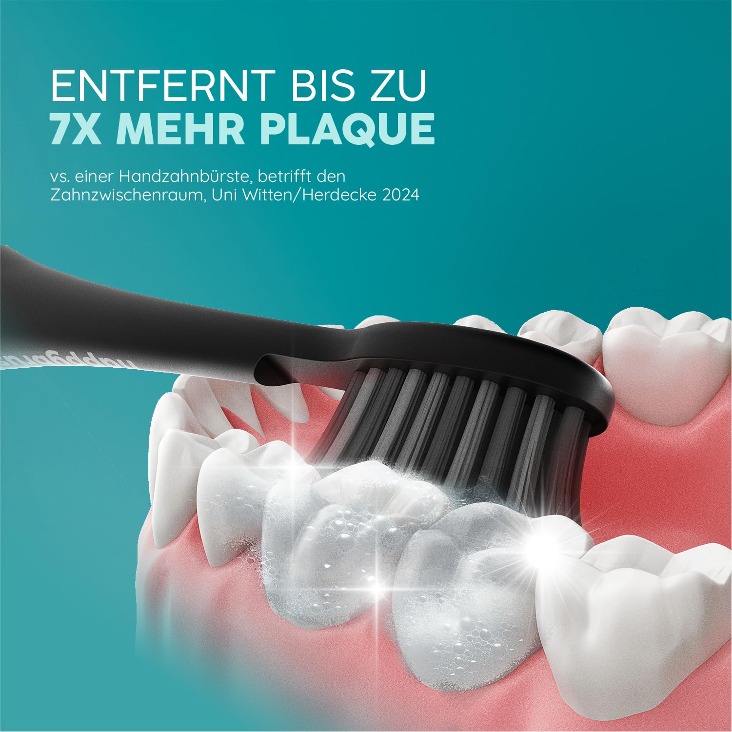 happybrush Allblack Eco Vibe 3+ - Cepillo de dientes eléctrico con batería de 8 semanas