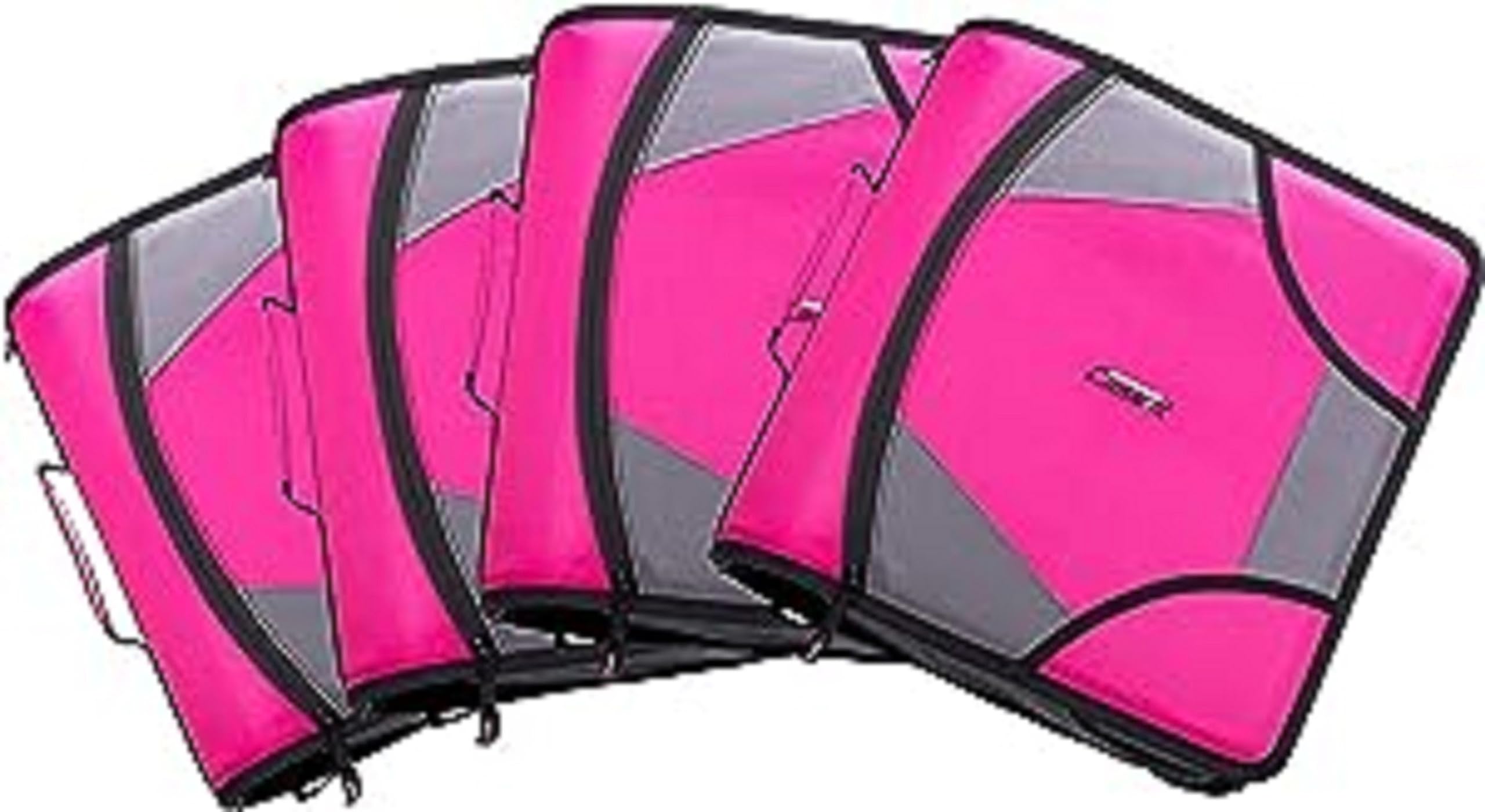 Case-it The King Sized Zip Tab Zipper Binder - 4 Inch D-Rings - 5 Subject File Folder - Multiple Pockets - 800 Sheet Capacity - Comes with Shoulder Strap - Magenta D-186 (6 Pack) — image 1