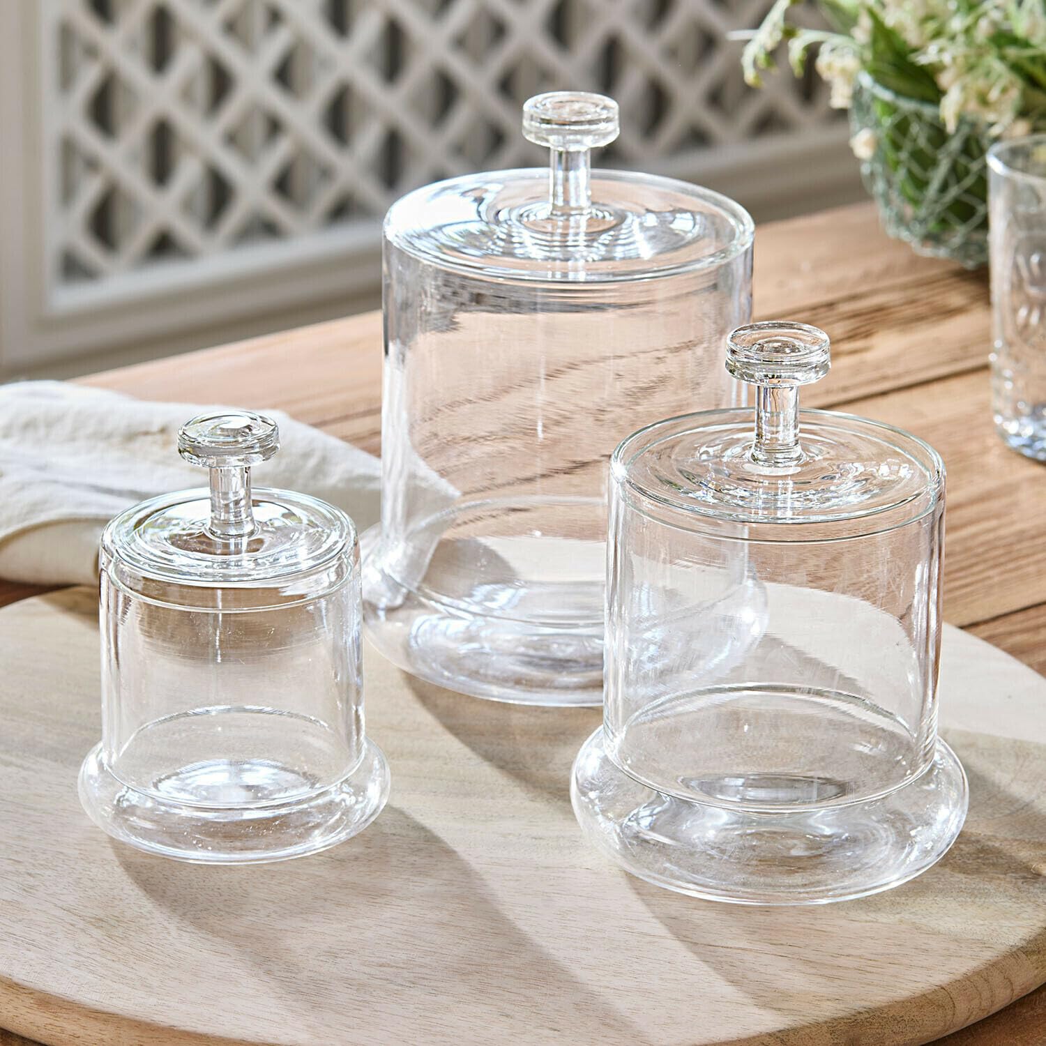 LOBERON Dose 3er Set Oirlan, klar | drei Größen - Mundgeblasen - Nostalgischer Charme - Spülmaschinenfest - Bonbonglas - Tischaccessoires - Geschirr - Glas