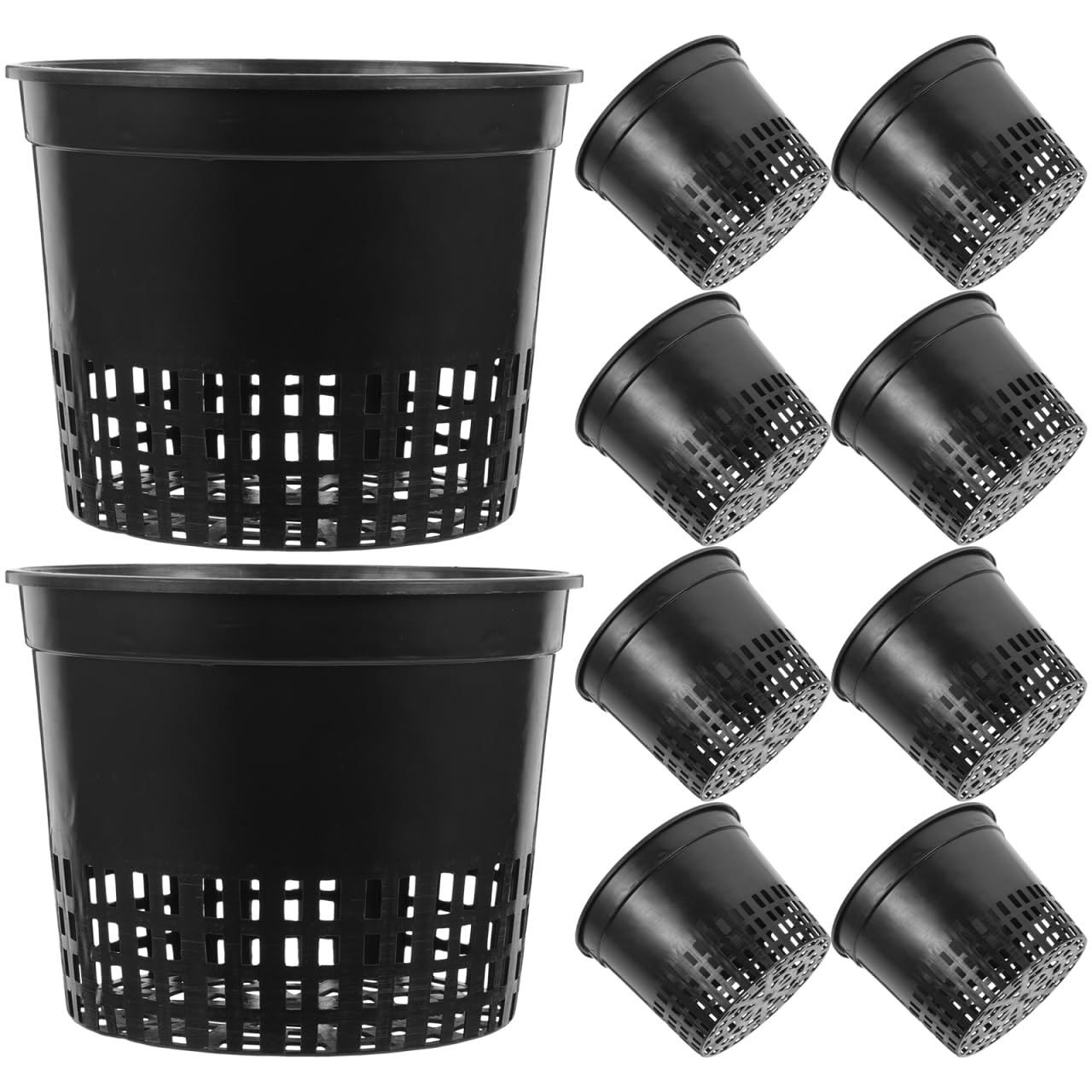 DOITOOL 10 Pack 5 Inch Net Pots Hydroponics Supplies Cups, Round Garden Net Cups Pots Plant Nursery Pots, Slotted Mesh Heavy Duty Net Pot for Hydroponics, Black
