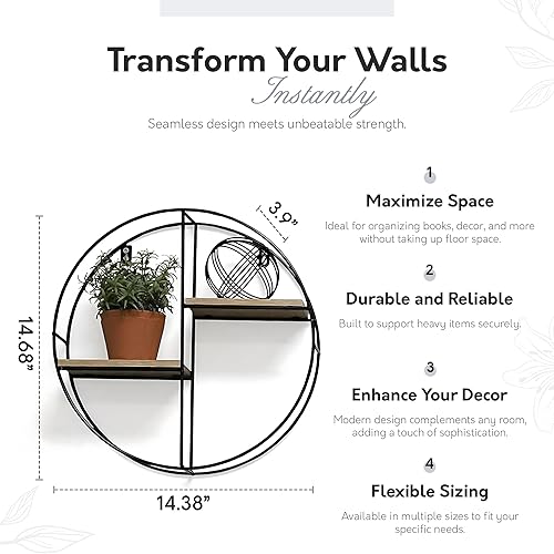 Miniatura 9 de InPlace - Estante de alambre de diamante de madera de granerometal de 16.26 pulgadas de ancho x 3.98 pulgadas de profundidad x 19.83 pulgadas de alto