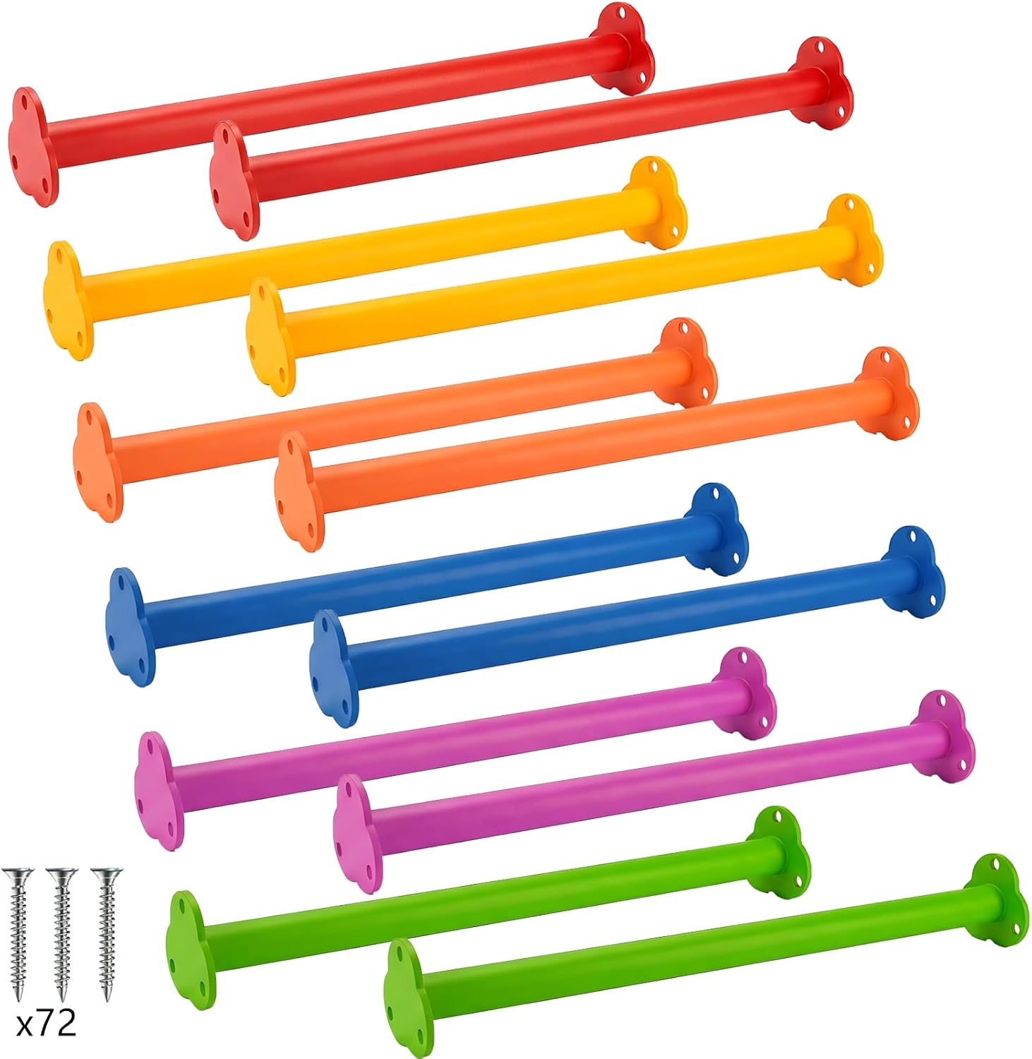 Bijun 16.5 inch 6 Colors Monkey Bars Kit for Backyard Outdoor Indoor Ladder Rungs Climbing Freestanding(12 Pack