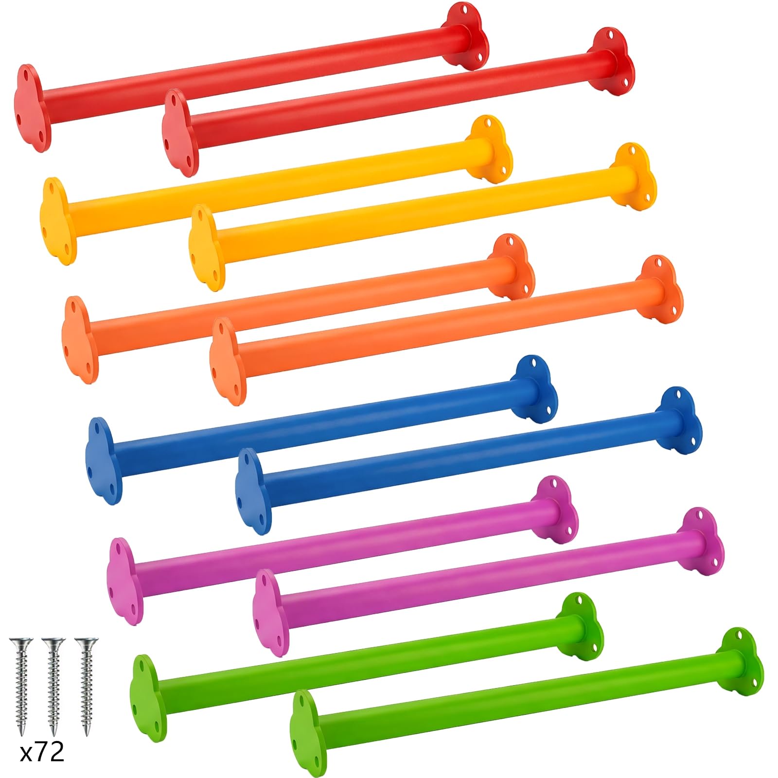 Bijun 16.5" Monkey Bars Kit 6 Colors Indoor Outdoor Climbing Rungs 12 Pack