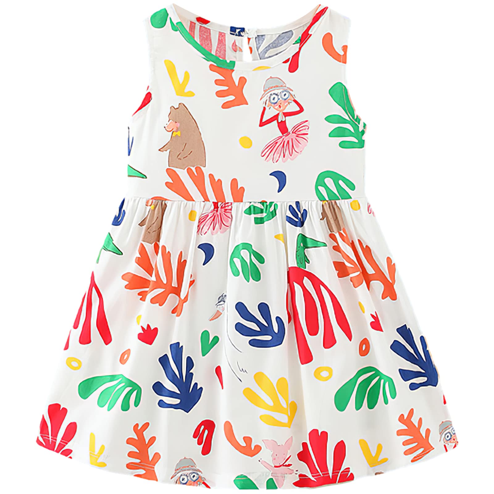 amropi Lot de 3 Robe Bébé Fille Fleurs Imprimée Coton sans Manche Casual Été Robe pour 0-3 Ans