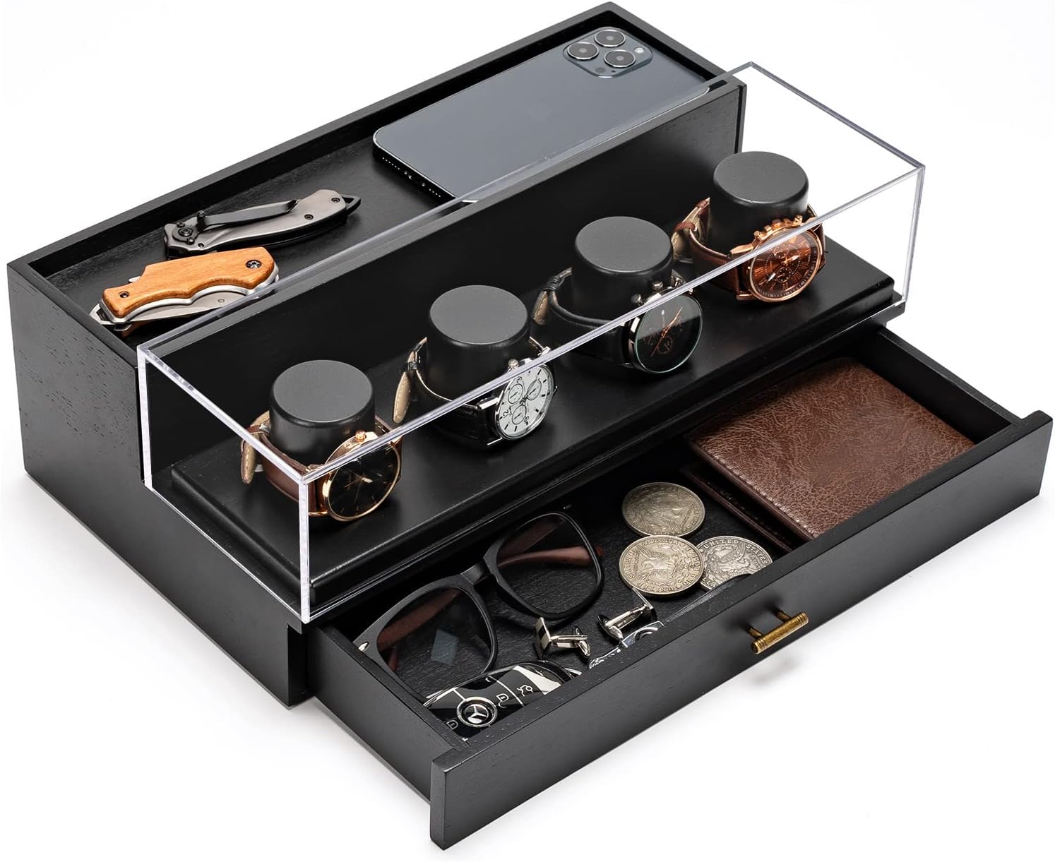 Hellery Uhrenetui Organizer - 5 Fächer EVA Hartschale Für Reisen