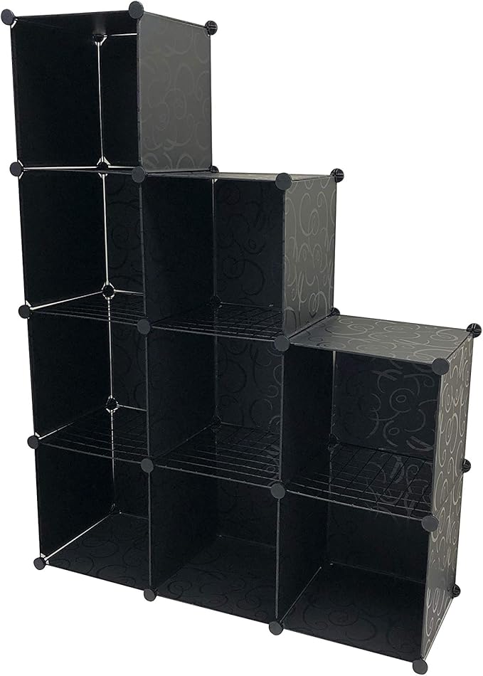 Lavo Home 9 Cube Grid Wire & Storage Shelves, Black 4