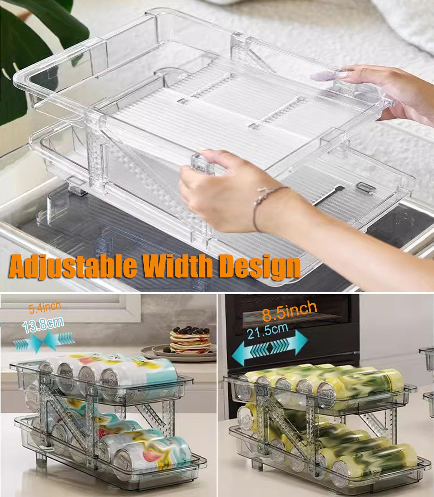 Kühlschrank Organizer Dosen Soda-Dosenspender Für Kühlschrank, Verstellbare Breite, Rollender Getränke-Organizer-Halter Für Kühlschrank, Faltbare Organizer-Aufbewahrung