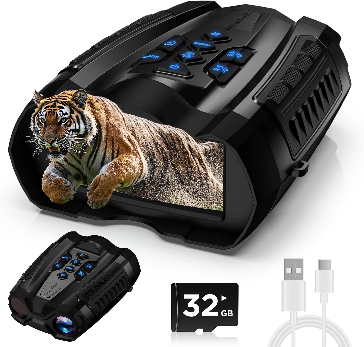 Night Vision Goggles for Adults, 4K Night Vision Binoculars,10X Digital Night Vision, 9 Gear Infrared Goggles with 32GB TF Card, 3.5" HD Screen Binoculars, 4000mAh Up to 12h of Use