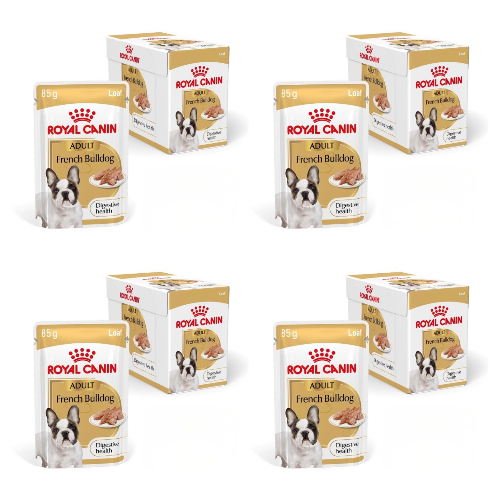 ROYAL CANIN Bouledogue Français Adulte Mousse | Lot de 4 | 4 x 12 x 85 g | Aliment Complet pour Bouledogues Français à partir de 12 Mois
