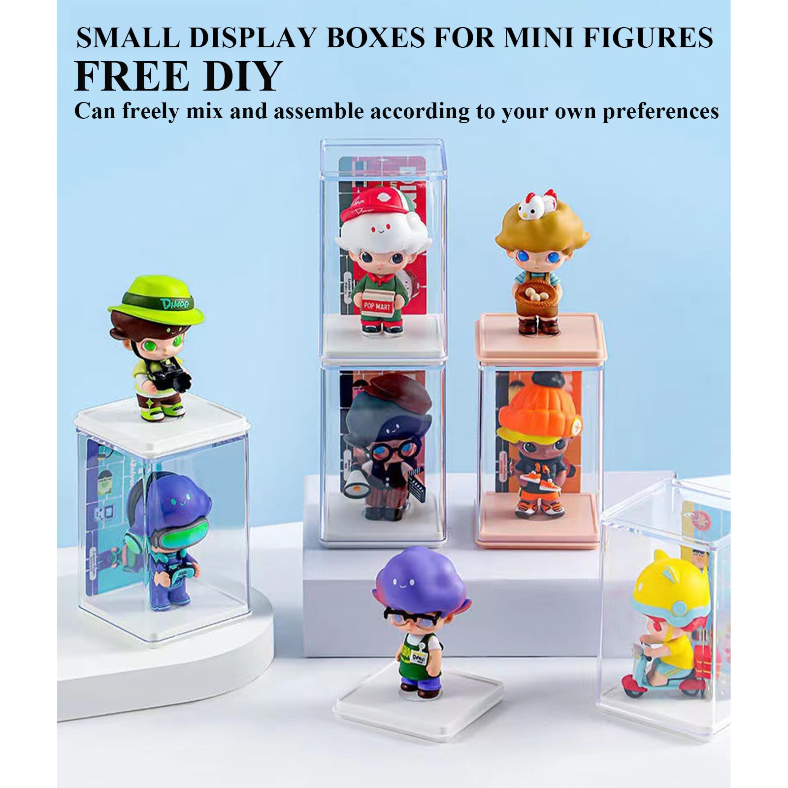 Mini Box Stand Snapklik.com : 6 PCS Small Display Boxes Clear Mini Figures Display ...
