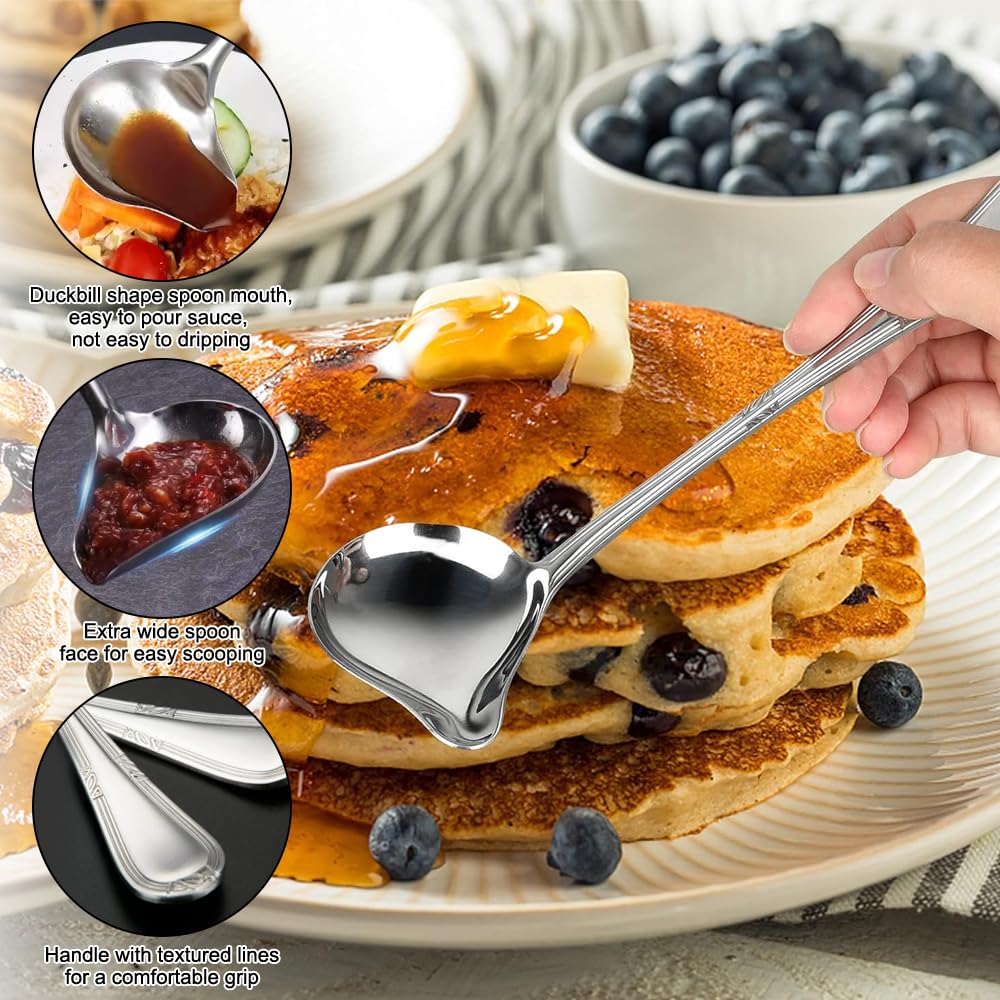 Set 4 Cucchiai Salsa Acciaio Inox - Mestolo Con Beccuccio Anti-Goccia - Foto 7