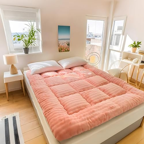 Miniatura 6 de Tapete de piso ultrasuave de 3.9 pulgadas de grosor, colchón de futón de estilo japonés, almohadilla de dormir compacta de tatami, relleno de plumón