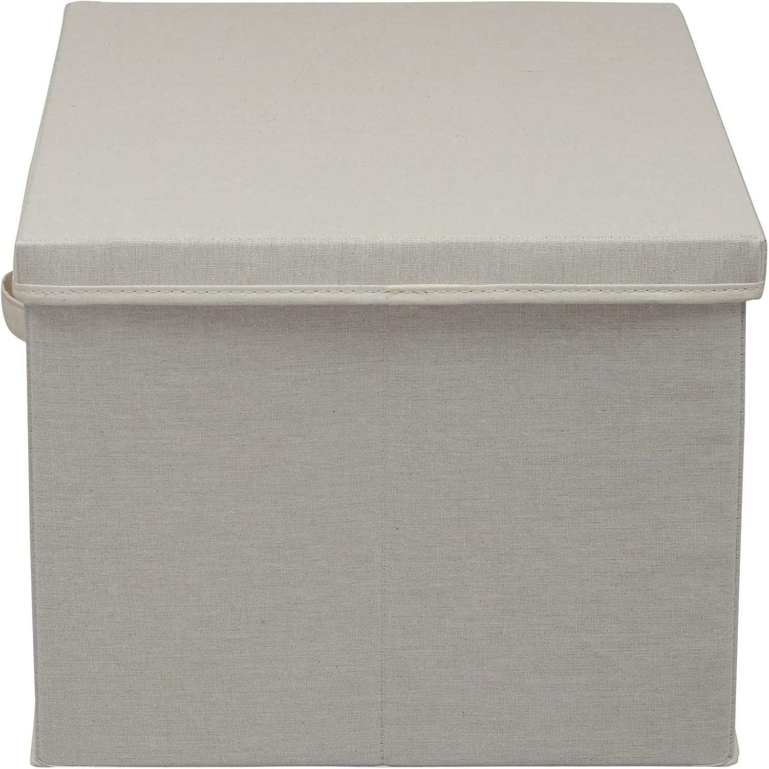 Natural Canvas Collapsible Fabric Storage Box with Lid