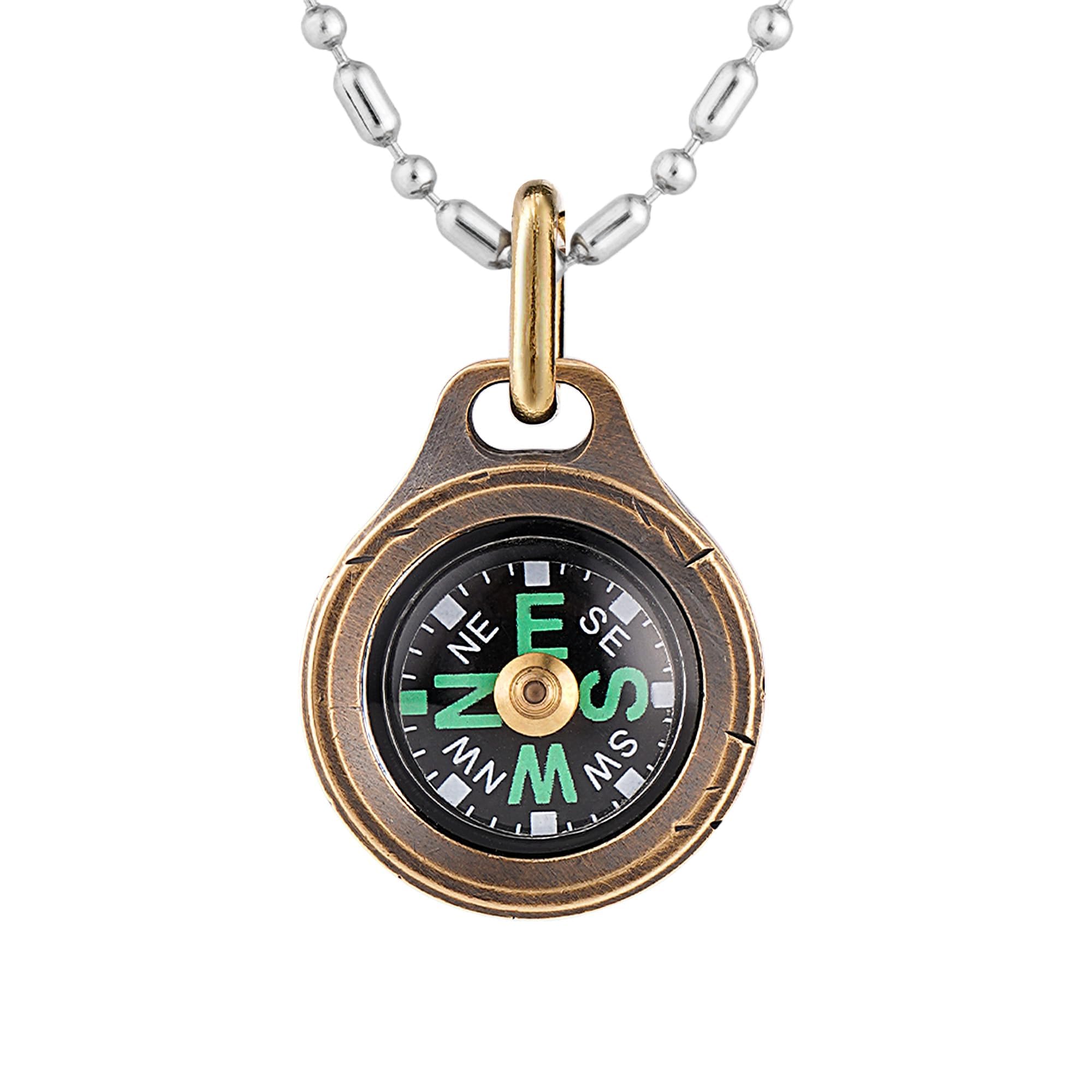 MecArmy CMP/CMP2 Mini Compass- Meaningful Graduation Birthday Gifts for Men Women, EDC Titanium/Brass/Copper Pocket Compass for Hiking SurvivaI, IPX5 Waterproof, Glow in The Dark, Necklace Pendant
