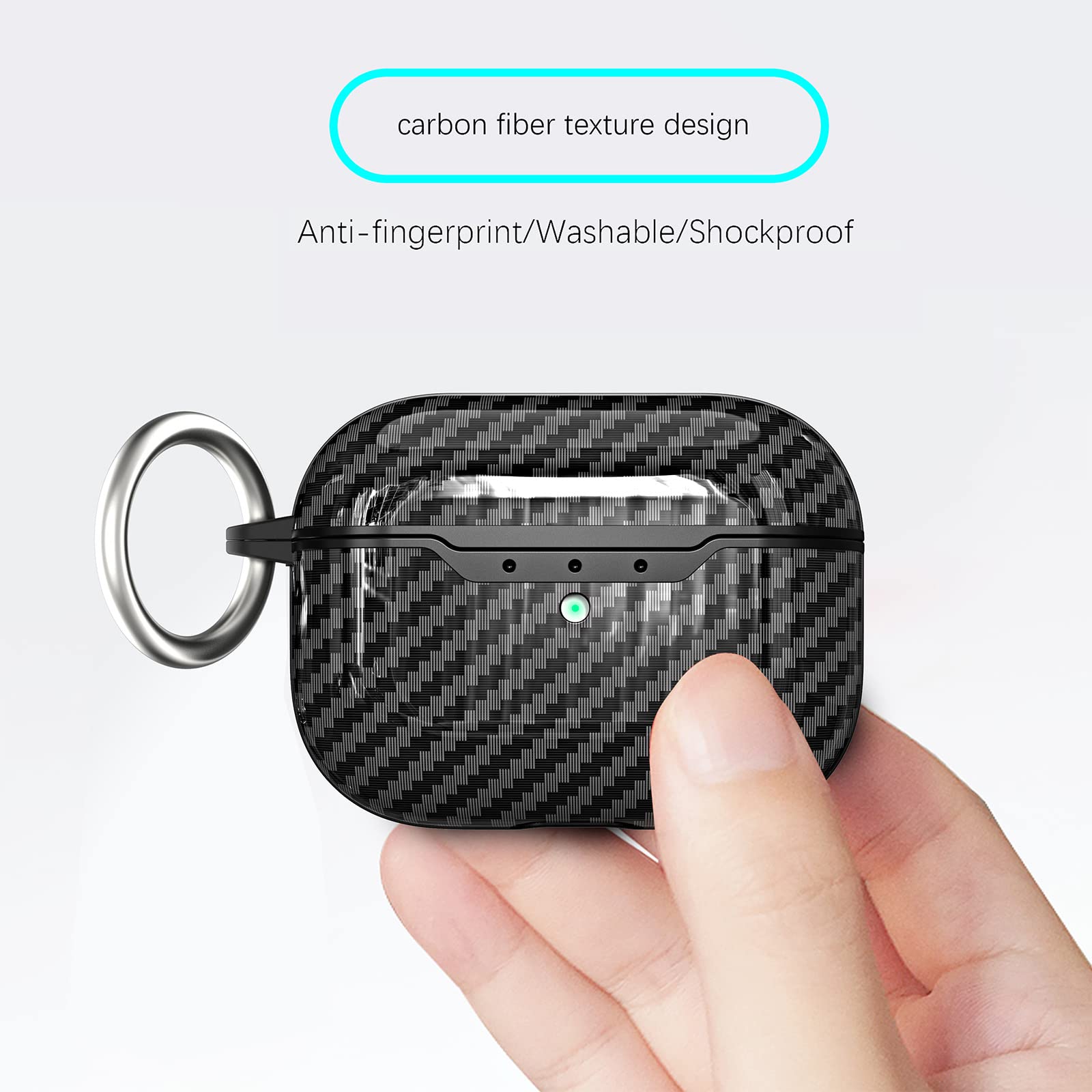 AKABEILA AirPods Pro 2 Hülle – Mit Karabiner, Pop-Up Knopf, Front LED Sichtbar & Ladefunktion
