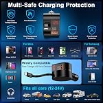 Chargeur de voiture rétractable, 3-in-1 Chargeur de téléphone voiture rapide avec affichage de tension 78W 3-Port USB C Adaptateur d'éclairage de cigarette avec rétractable USB C Câble pour iPhone 17 16 15 Pro Max,Galaxy,iPad,Pixel