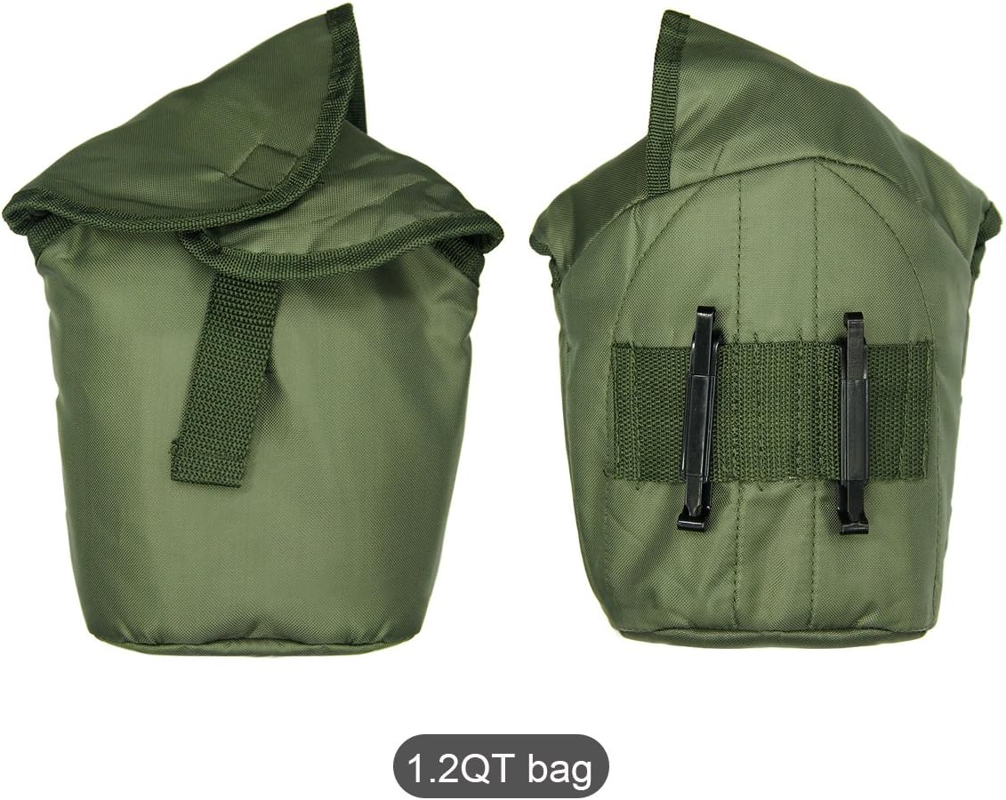 TargetEvo 1.2QT Portable Water Bottle Stainless Steel Military Canteen with Cup Green Bag Outdoor Sport Camping Hiking Travel : Sports & Outdoors