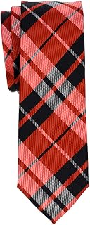 Retreez Preppy Plaid Check Woven Microfiber 2" Skinny Tie