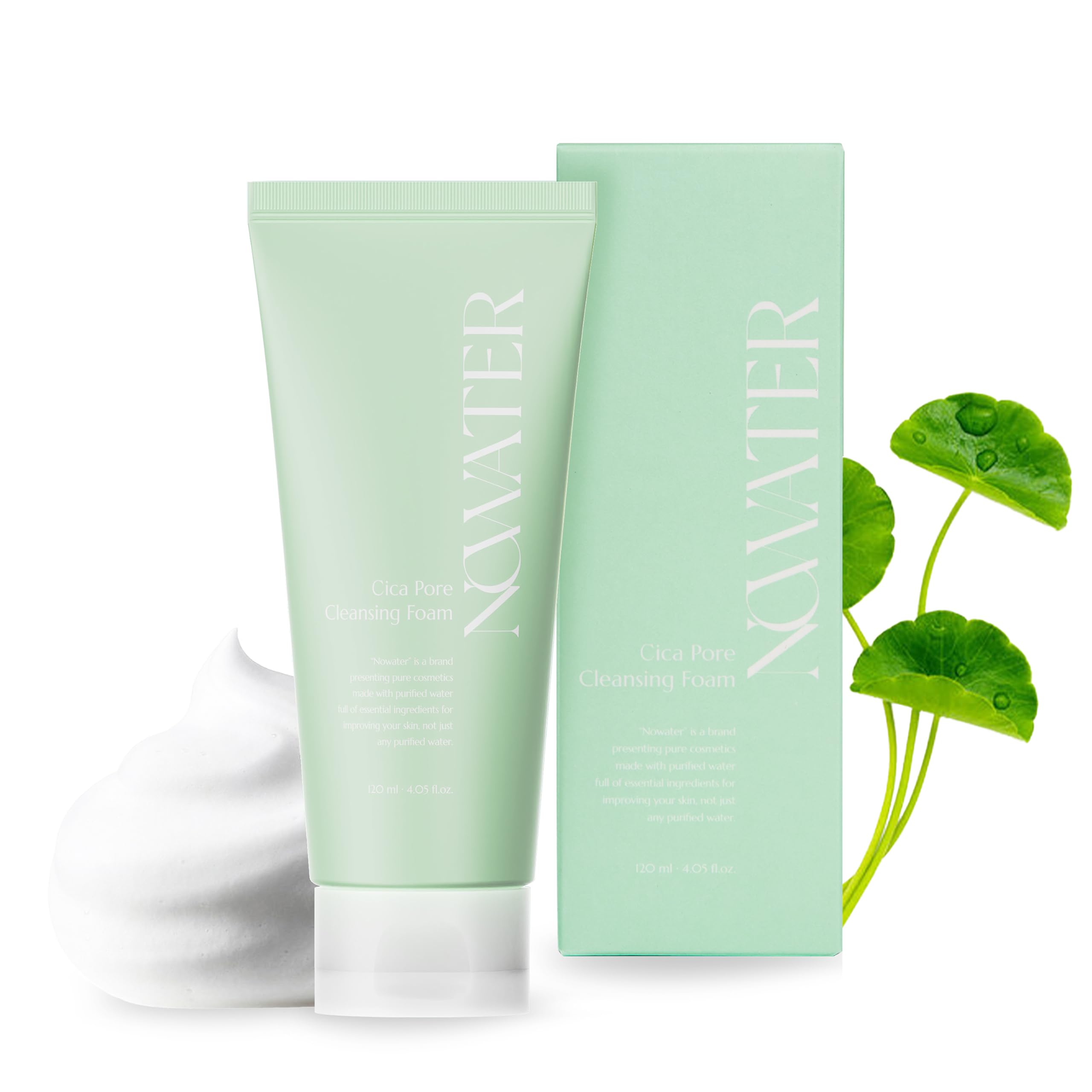 NOWATER Cica Pore Cleansing Foam | Pore Cleansing and Sebum Control | Cica, Hyaluronic Acid, Aloe | Daily Face Wash | Korean Skin Care for face (4.05