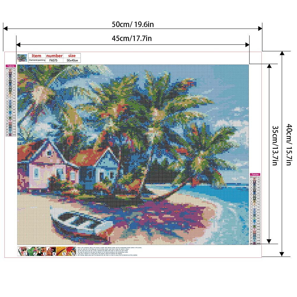 DCIDBEI 50x40CM Diamond Painting Ostello di Campagna-Quadrato Quadri con Perline Paesaggio Lago Adulti-Lavori Manuali Bambini - Diamond Art Artigianato Decorazione Della Parete Della Casa