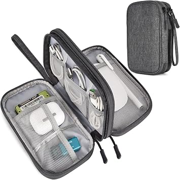 CAAORDKSO Cord Organizer Travel, Electronic Organizer Travel Case, Cable Organizer Bag Tech Pouch Accessories Case, Travel Essentials for Cable, Charger, Phone, Power Bank, Earphone Dark Gray, Large