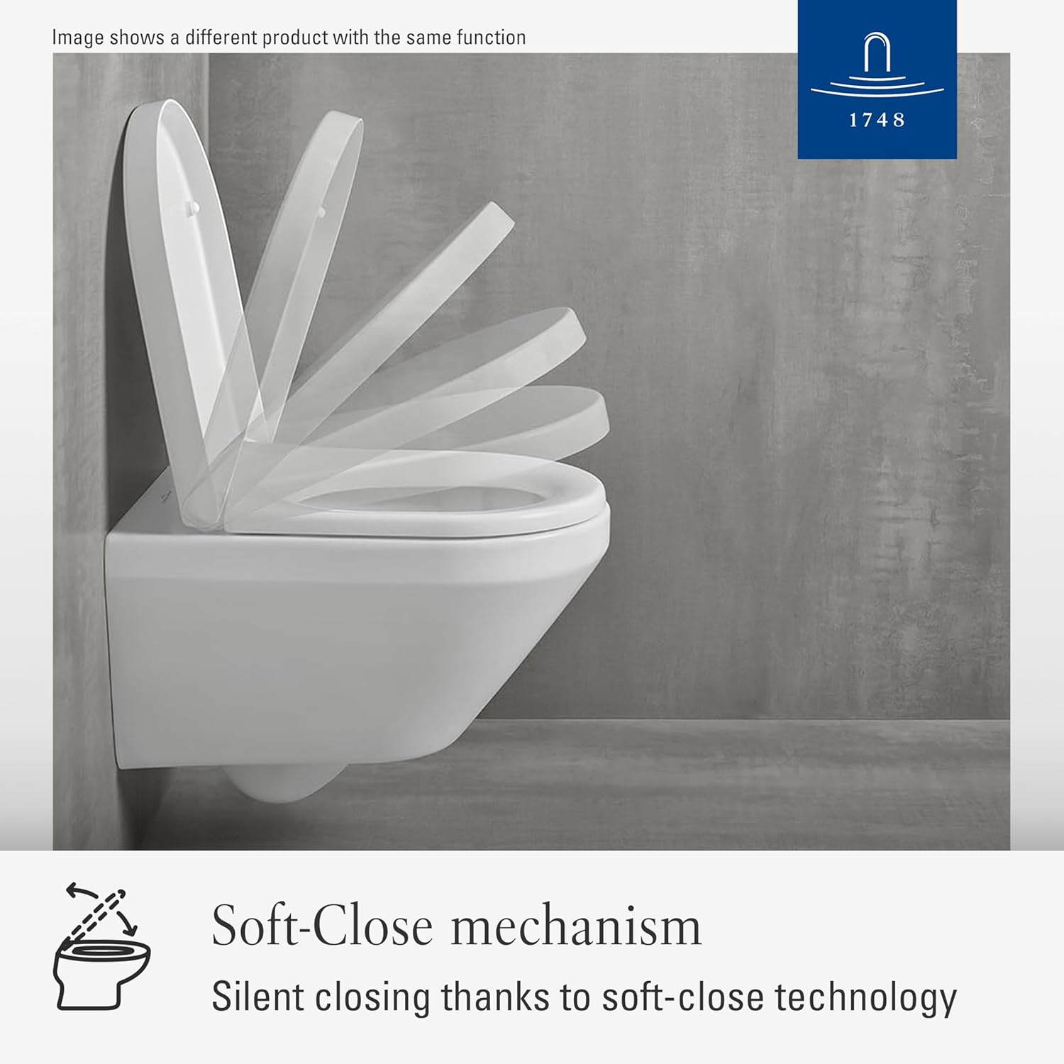 Villeroy & Boch O.novo Toilet Seat with Soft-Close Mechanism, Removable Toilet Seat Made of Shatterproof Duroplast, Toilet Lid Original Replacement Part, D-Shape, White Alpine, Glossy