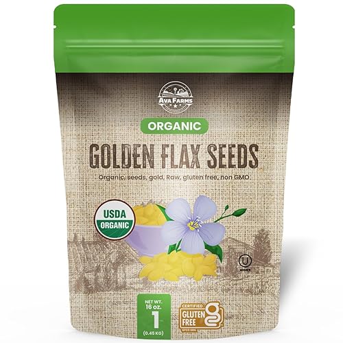Ava Farms Semillas de lino dorado orgánico  Semillas enteras de lino para batidos, hornear, cocinar, ensaladas y más  La semilla de lino dorado