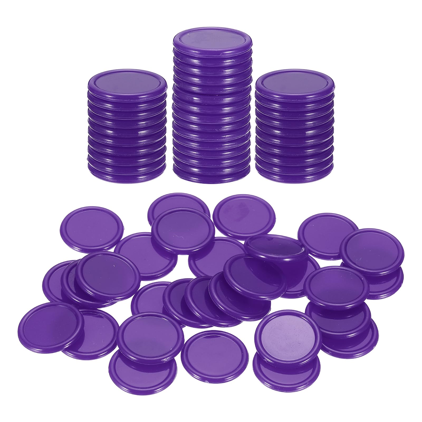 sourcing map 50Pcs 20mm Plastic Poker Chips, Mini Bingo Chips Learning Counters Counting Counters Disks Markers Opaque Game Tokens for Game Play Math Counting, Purple — image 1
