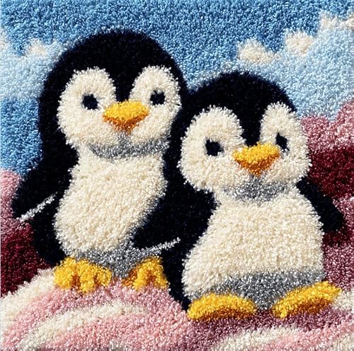 Henypt Latch Hook Cushion Kits, Penguin