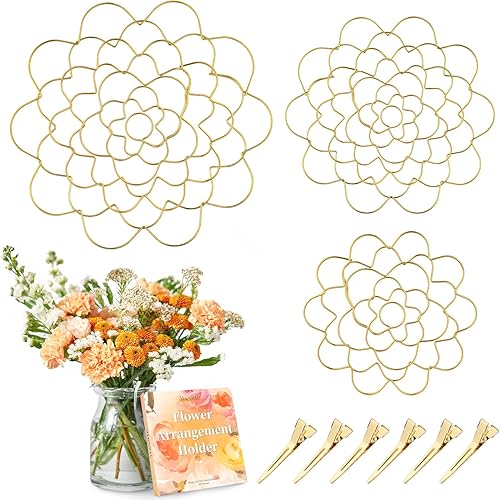 Soporte para arreglos florales, soporte para arreglos florales con torsión de ramo reutilizable de oro, acero inoxidable, redondo, suministros