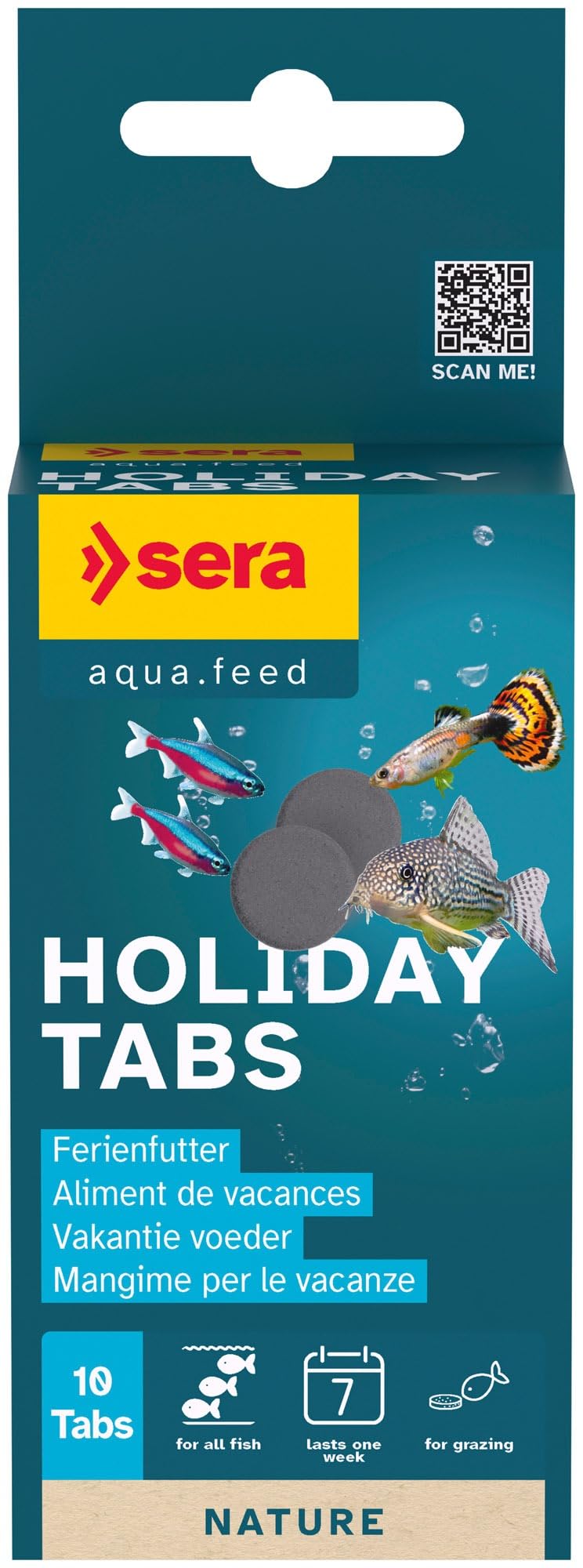 sera Holiday Tabs Ferienfutter für alle Zierfische | 10 Stück Futtertabletten für Urlaub | Proteinreiches Aquarium Fischfutter | Guppy, Wels Futter | Fischfutter Aquarium Urlaub