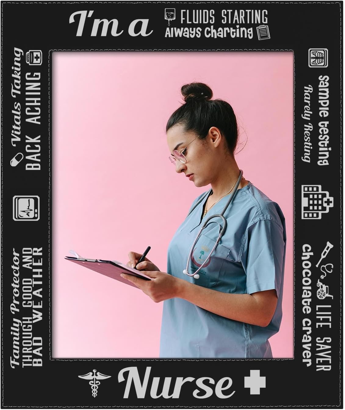 ThisWear Large Photo Frame I Am A Nurse Poem 8x10 Leatherette Photo Frame Black