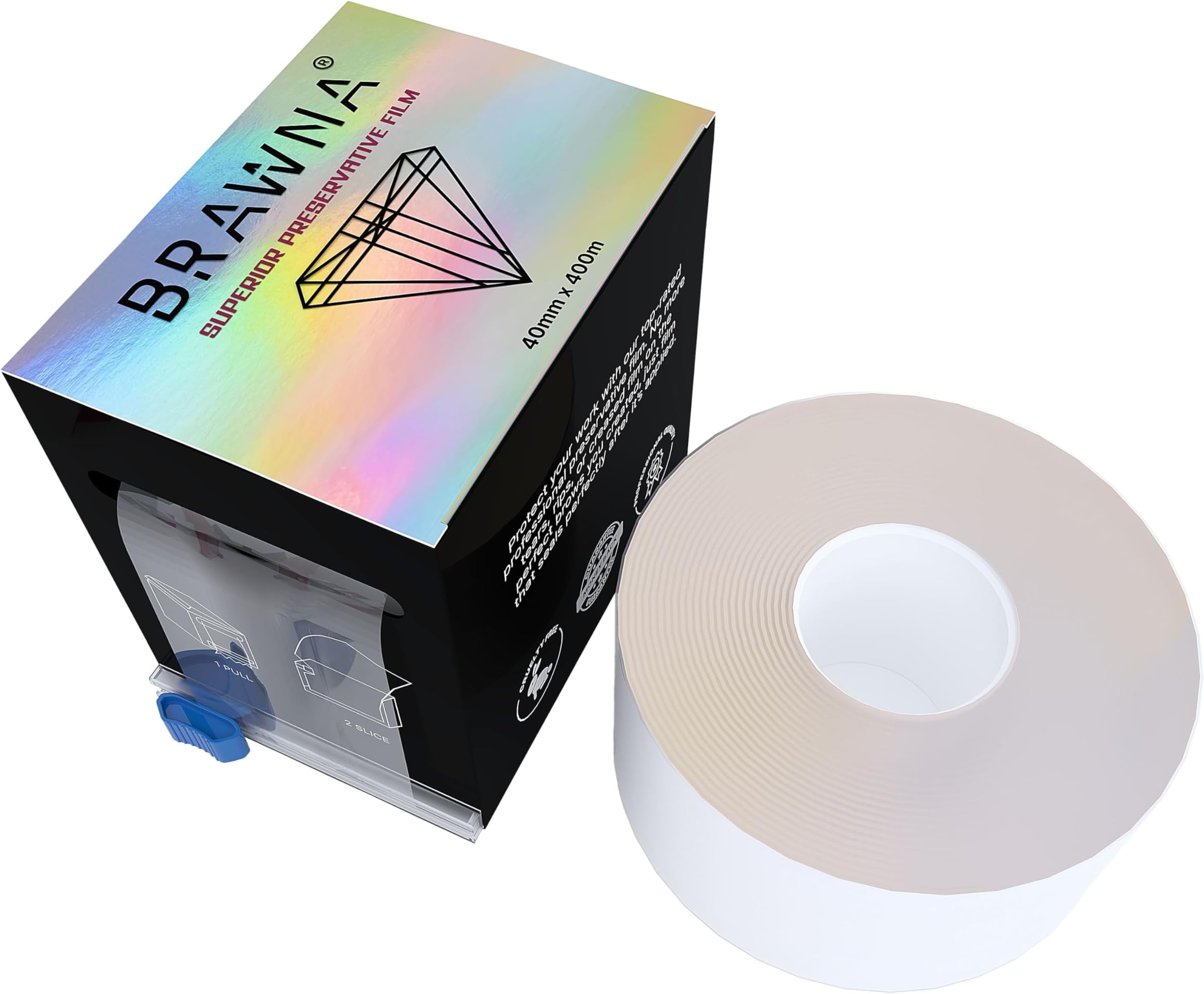 BRAWNA 1300 Ft [ 400 M ] Superior Preservative Film – Microblading Wrap for Lip Blush, Eyebrow Lamination Tint Kit & Lash Lift – PMU Plastic Wrap & PMU Supplies - Microblading Kit - 1 Pack