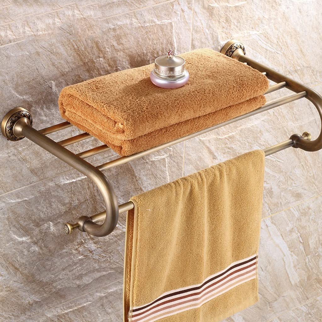 GLETSF Towel Rack, Bathroom Towel Rack Wall Mounted Towel Rack, Antique Bath Towel Rack, Copper Towel Rack, European Retro Toilet Rack, Bathroom Hardware D